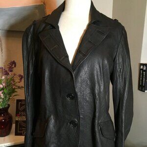 \Duarte Jeans Size L Black Leather Blazer Jacket